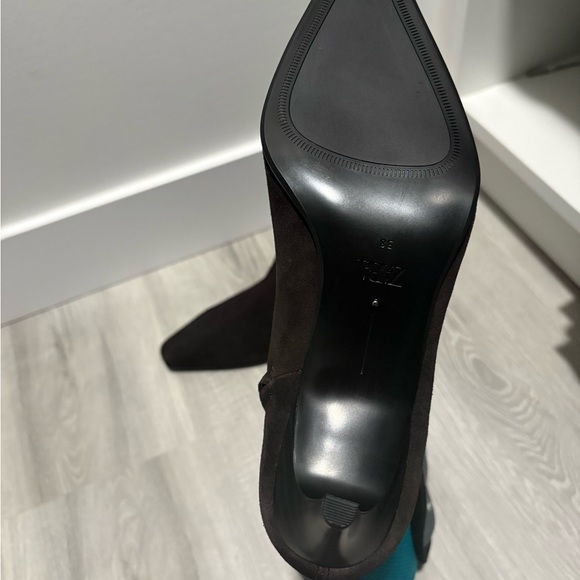 Zara Split Leather Suede Kitten Heeled Boots BNWT - Picture 8 of 9